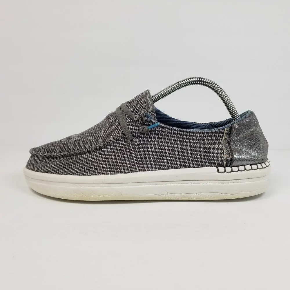 Hey Dude Wendy Rise Womens Size 10 Stone Silver Slip On Comfort Loafer Shoes